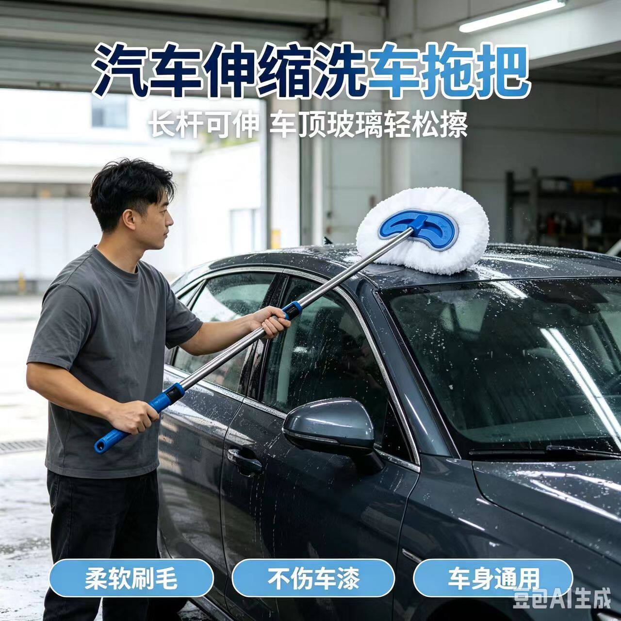 洗车刷子长柄伸缩汽加厚