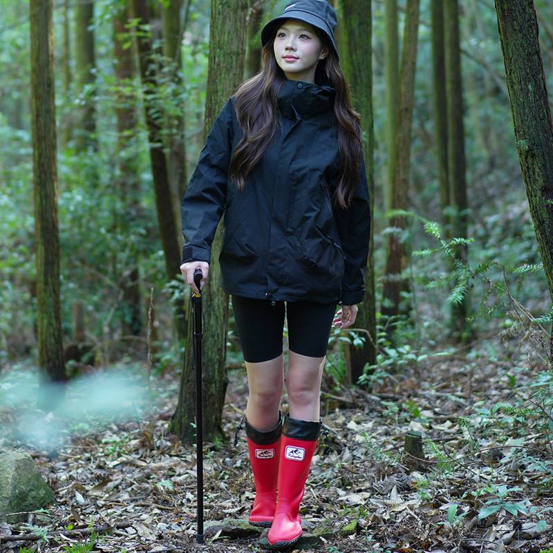 可折叠日本野鸟协会雨鞋女款男款雨林登山雨靴防滑防水鞋户外徒步