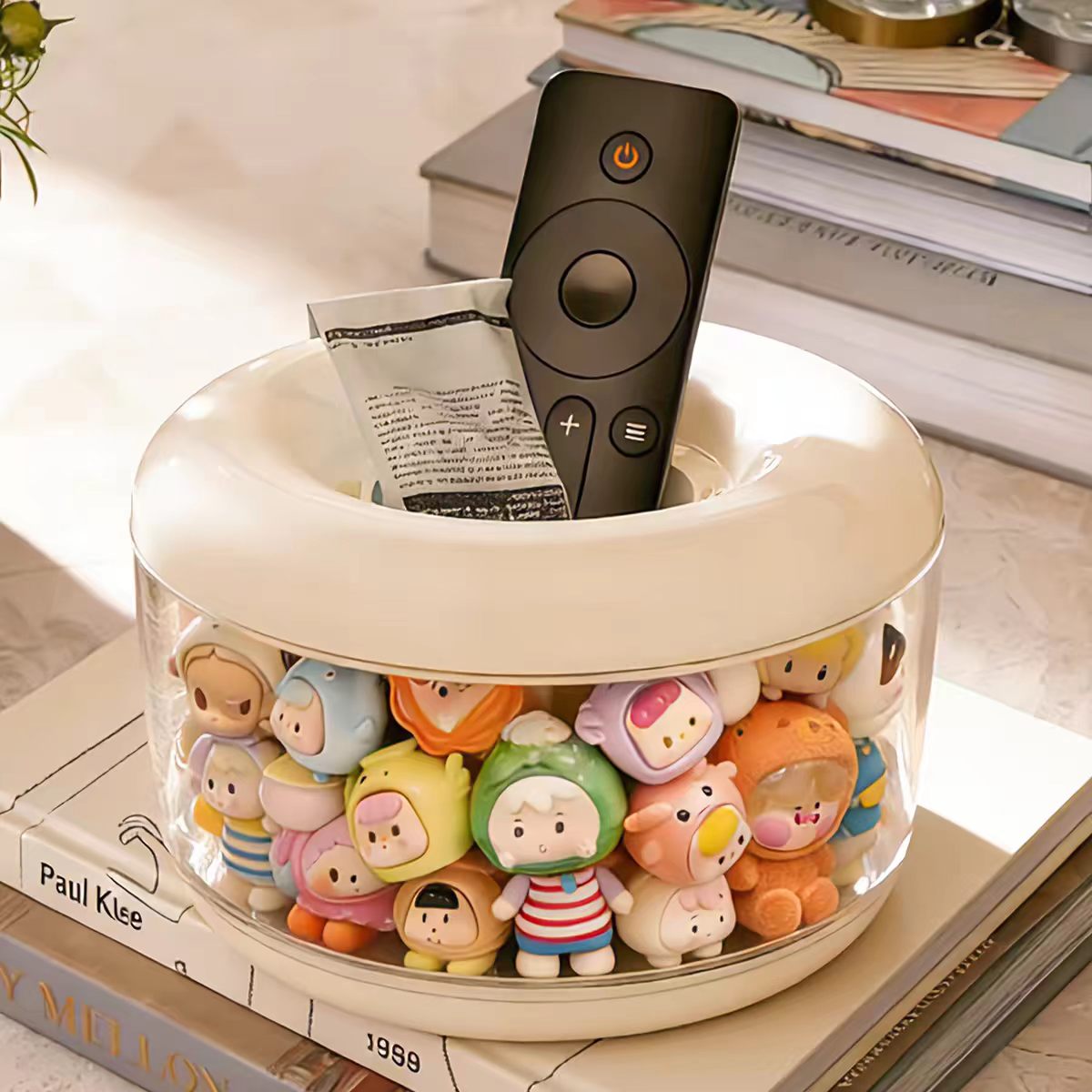 透明桌面收纳盒萌粒玩具模型储物