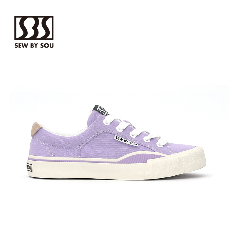 SEWBYSOU浅紫拼接帆布鞋