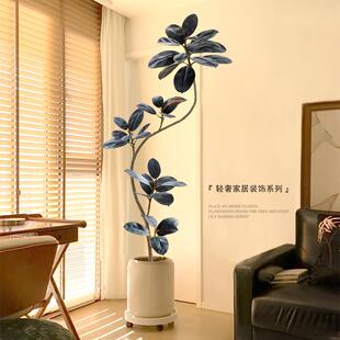 黑金刚橡皮树仿真绿植客厅大型落地摆件室内高级仿生植物盆栽假树