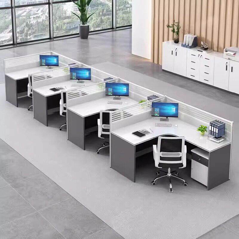 员工办公桌和椅子组合简单的现代办公桌6人隔板员工屏幕4卡办公桌