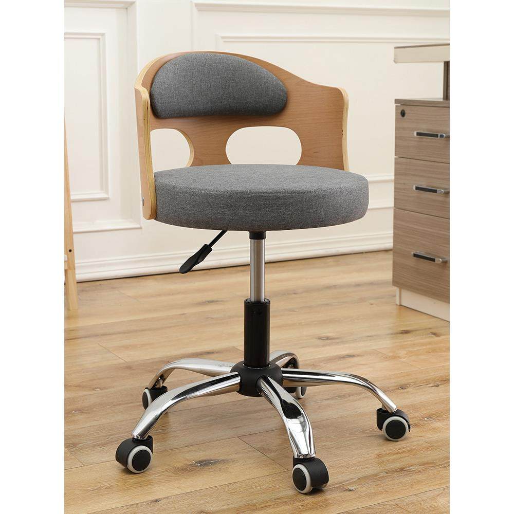 实木吧台椅子现代简约靠背椅收银台滑轮升降高脚凳高脚椅家用转椅