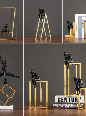 现代抽象人物艺术摆件雕塑办公室酒柜体操运动员客厅桌面装饰摆设