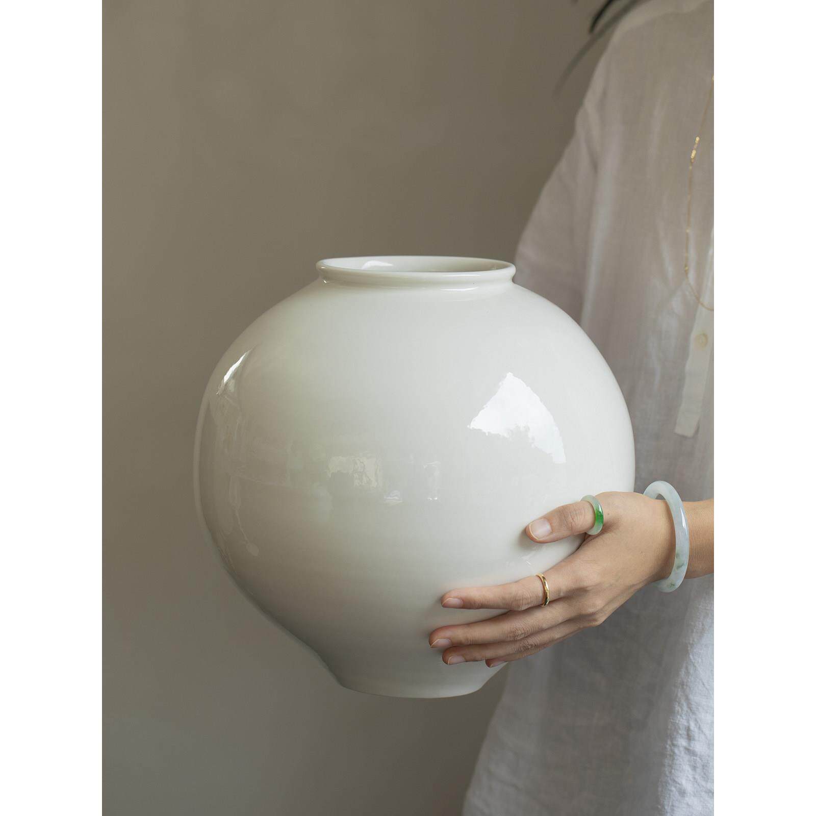 曼叙陶瓷花瓶2024新款轻奢高级感景德镇大花瓶插干花客厅白色摆件