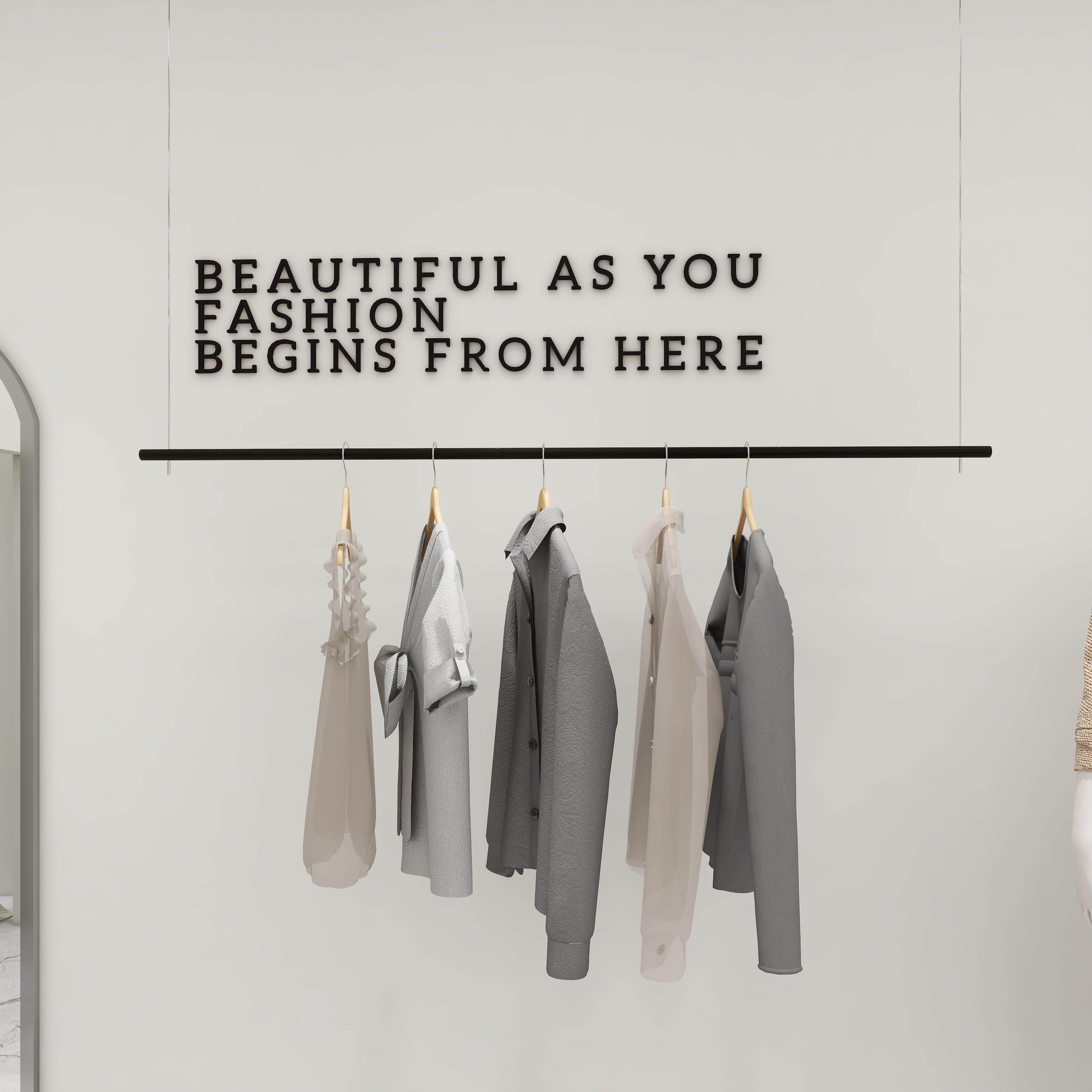 男女装服装店悬挂式吊架服装展示架橱窗吊杆推荐新款黑色货架升降