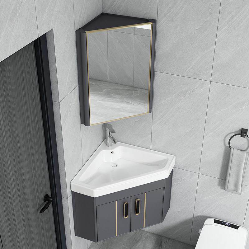 三角形浴室柜小户型洗手盆池迷你转角阳台小号挂墙式洗脸盆柜组合