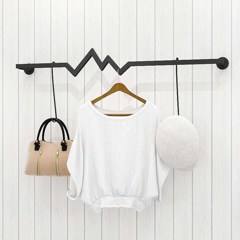 铁艺壁挂式衣架服装店女装童装货架展示架上墙正侧挂组合挂衣杆子