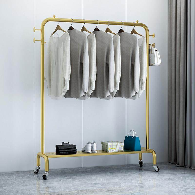 服装店展示架落地式卧室挂衣架移动衣帽架挂包衣服晾衣架带板带轮