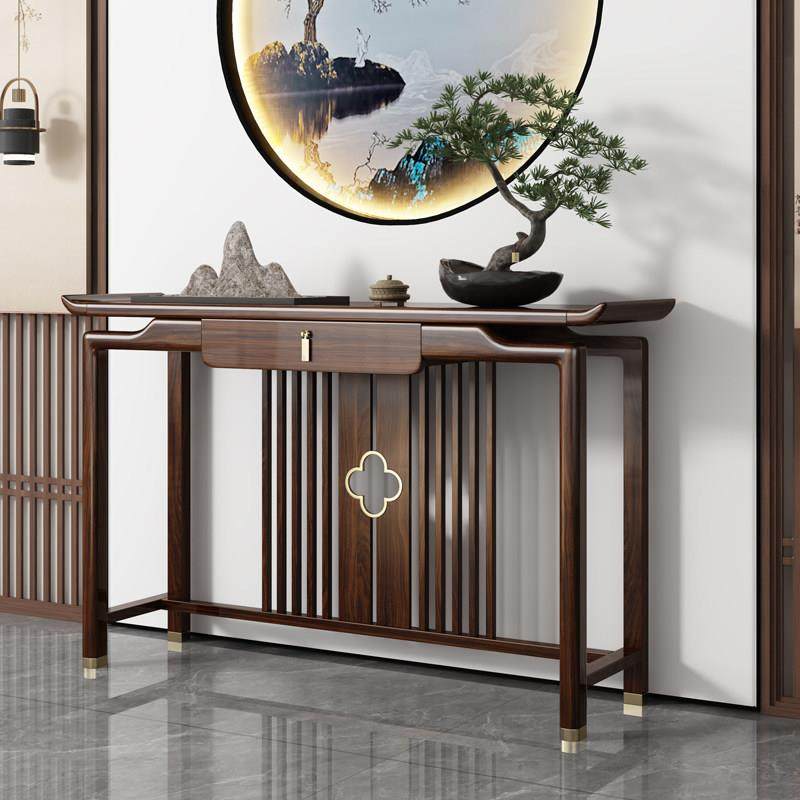 新中式玄关桌乌金木供桌靠墙条案客厅入户门玄关台超窄实木玄关柜,住宅家具,玄关台,淘宝优惠券,粉丝福利购,淘宝优惠卷