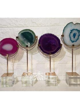 轻电视柜奢新工艺品样板间创意软装饰品客厅锌合金银杏叶家居摆件