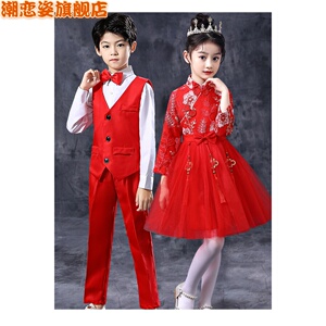 儿童演出服蓬蓬裙中国风幼儿舞蹈公主裙小学生朗诵合唱表演服礼服