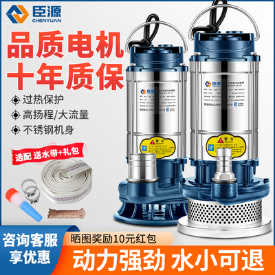 德国进口不锈钢潜水泵220v家用小型高扬程井水抽水泵农用灌溉排污