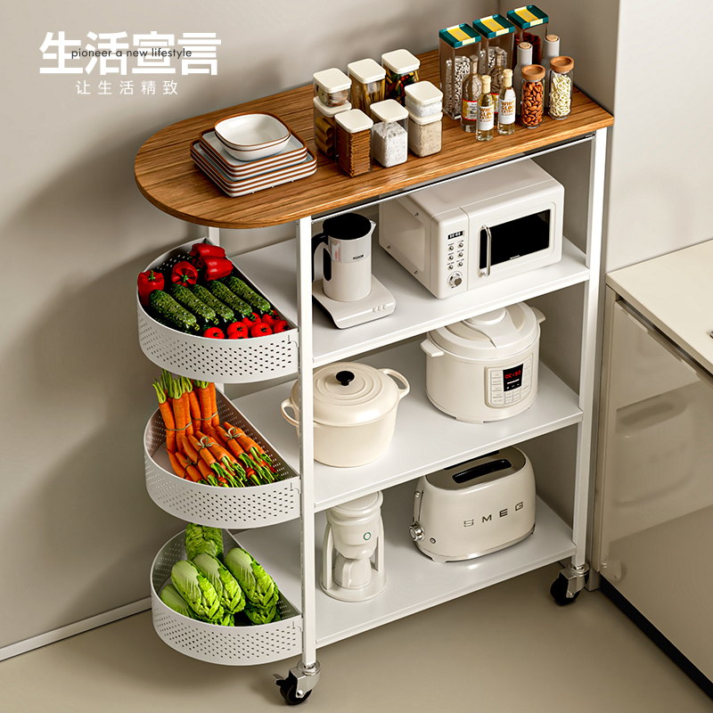 生活宣言厨房置物架落地式多层收纳小推车家用多功能菜篮子置物架