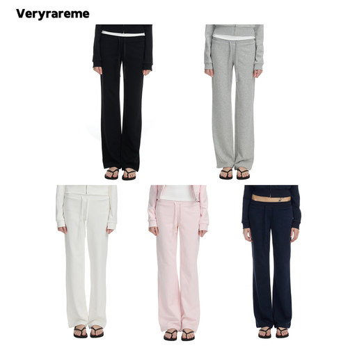 Veryrareme洗水低腰螺纹腰头抽绳卫裤（窄版）