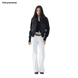 Veryrareme 90白鸭绒立领高腰针织拼接羽绒服