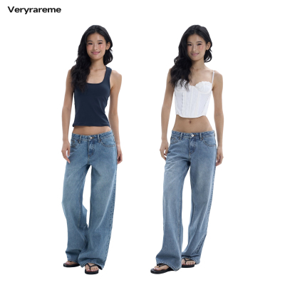 Veryrareme 低腰晴空蓝直筒牛仔裤