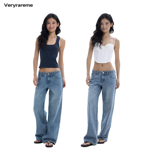 Veryrareme 低腰晴空蓝直筒牛仔裤