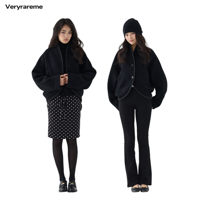 Veryrareme圈圈羊毛蝙蝠袖茧型外套