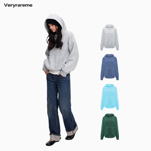 Veryrareme加绒连帽套头短款卫衣
