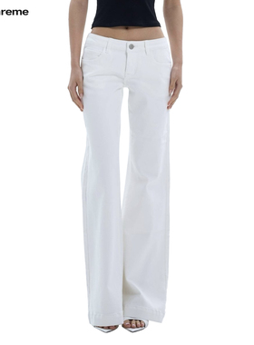 Veryrareme 低腰复古直筒白色牛仔裤