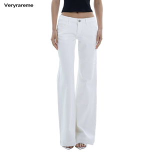 Veryrareme 低腰复古直筒白色牛仔裤