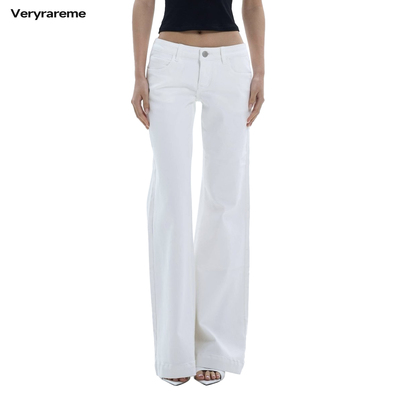 Veryrareme 低腰复古直筒白色牛仔裤