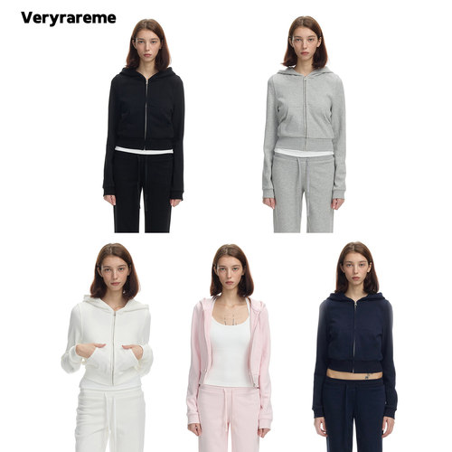 Veryrareme基础款修身短款连帽收窄卫衣