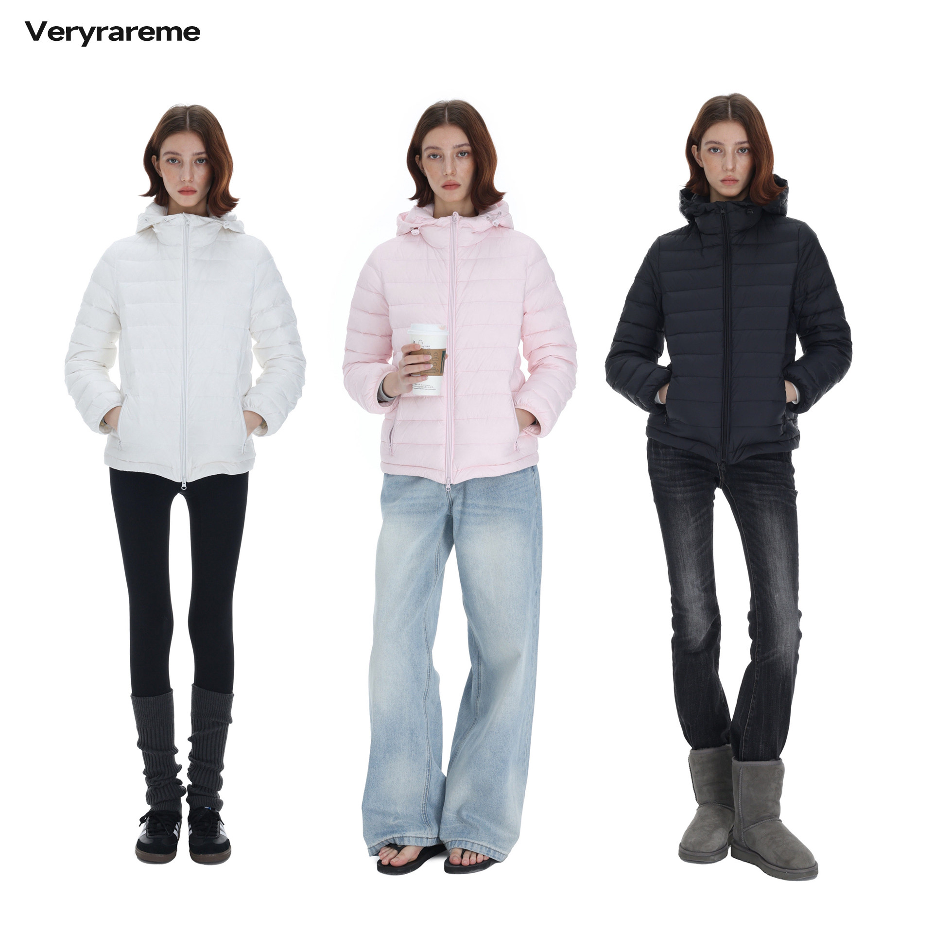 Veryrareme 90白鸭绒连帽排骨羽绒服