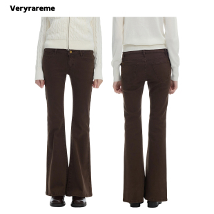 喇叭裤 Veryrareme美式 复古棕色低腰高弹修身