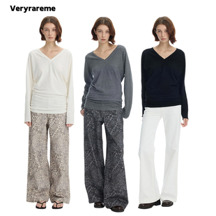 Veryrareme收腰V领长袖 针织打底衫
