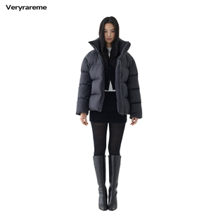 Veryrareme 羽绒服 立领廓型黑色中长款
