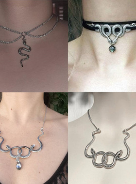 万圣节双蛇Chocker项链Necklace