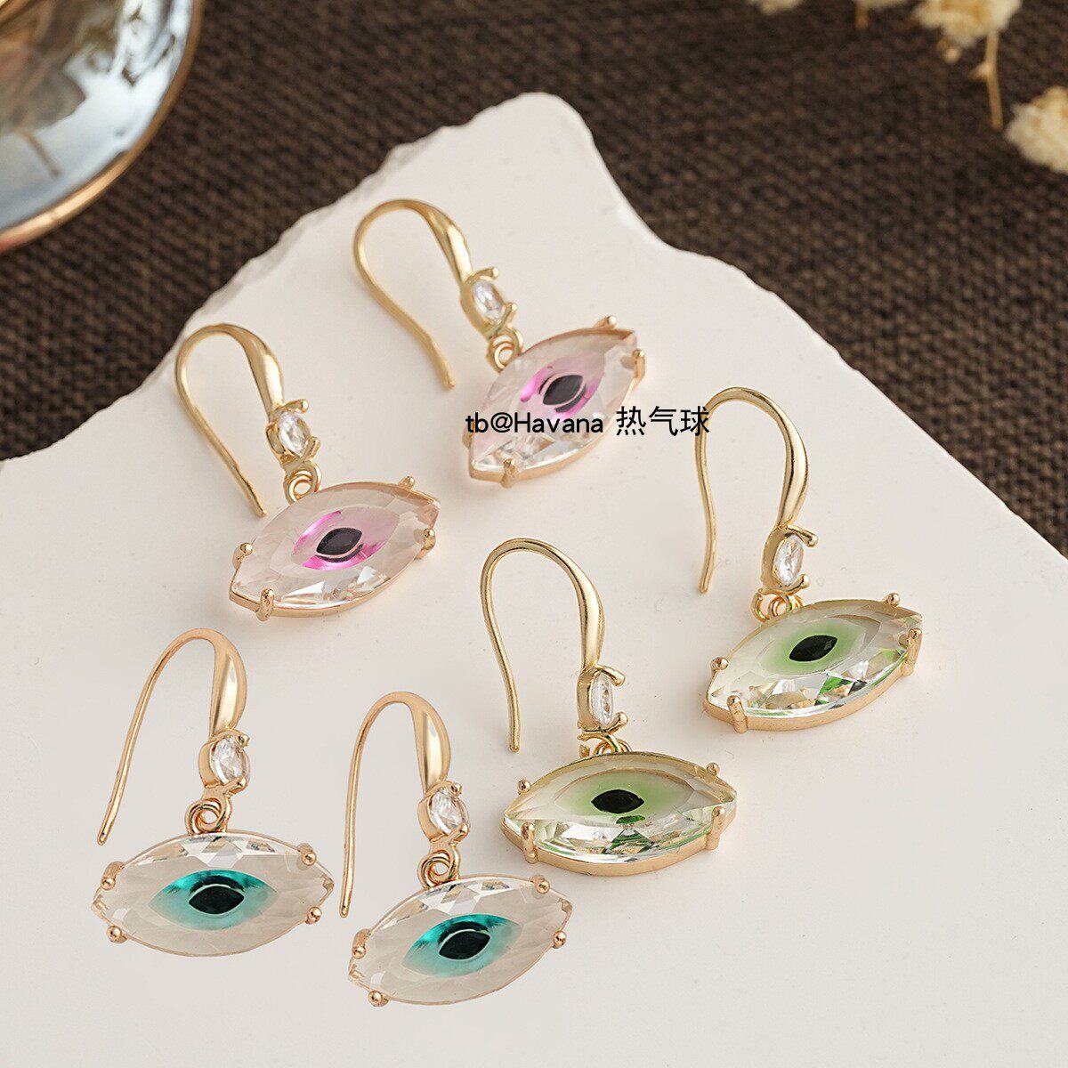透明恶魔之眼耳环 Evil Eye 彩色眼睛耳坠耳饰品 Earring
