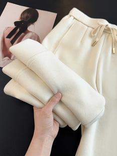 慵懒直筒裤 高档气质米白色羊绒阔腿裤 气质糯米裤 2025新款 女春秋款