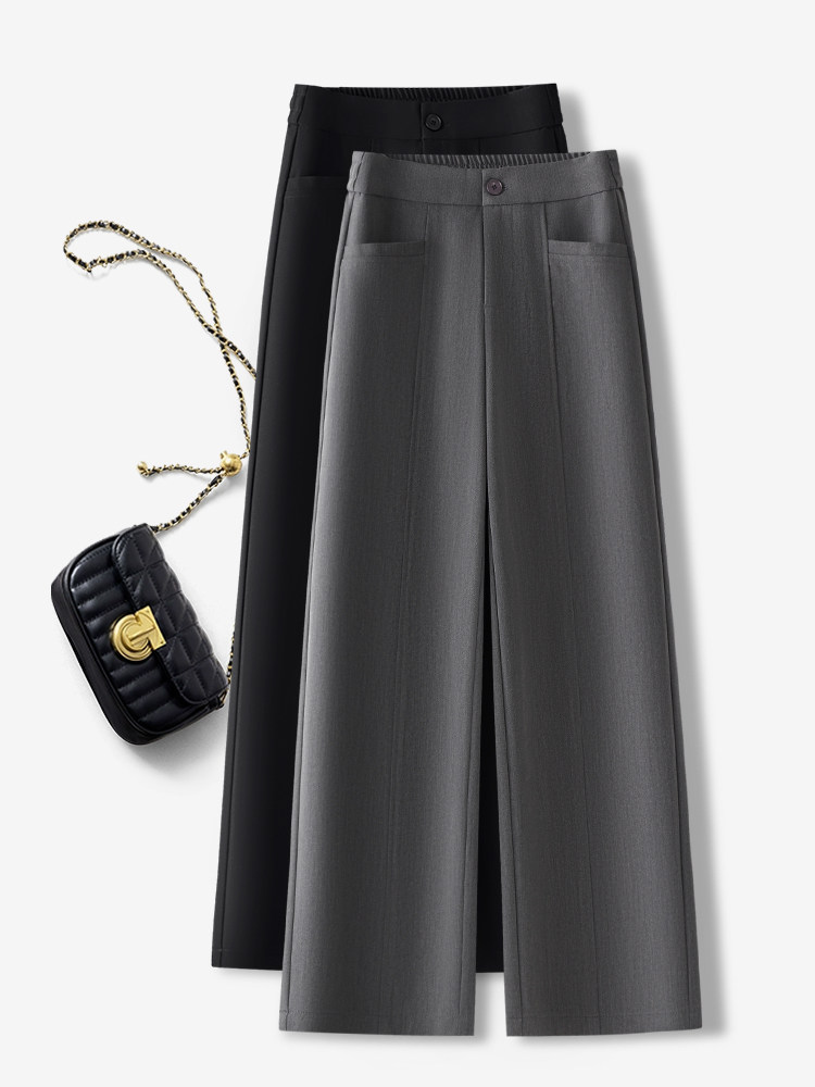 高端灰色西装阔腿裤女2025春秋新款今年流行的垂感高级感直筒裤子