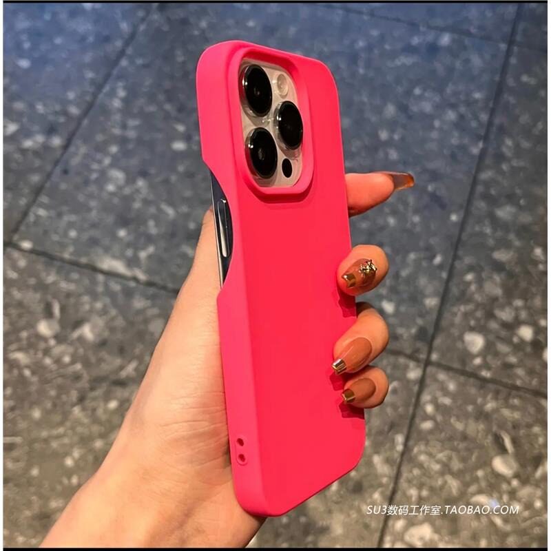 防指纹半包适用iPhone苹果14手机壳15plus裸机高级感13Promax不包按键13黑色玫红粉色12防摔11硅胶Xs女XR全包