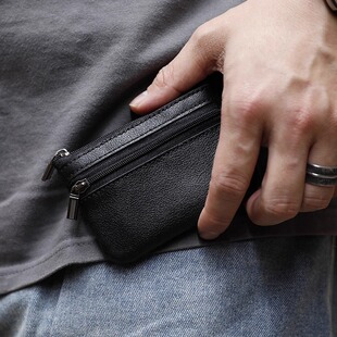 真软皮迷你零钱包简约便携羊皮质感超软小钱包复古硬币包男女通用