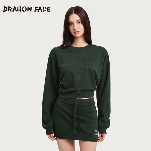 【明星同款】龙脸 DRAGON FACE学院刺绣短卫衣网球运动风