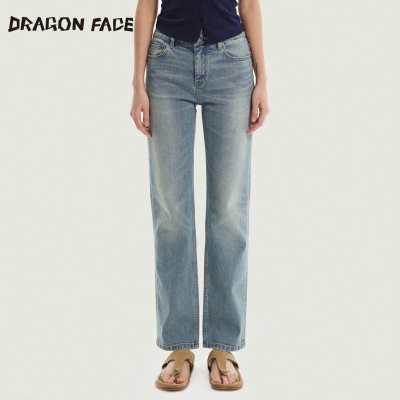 【明星同款】龙脸DRAGON FACE 直筒修身低腰牛仔裤