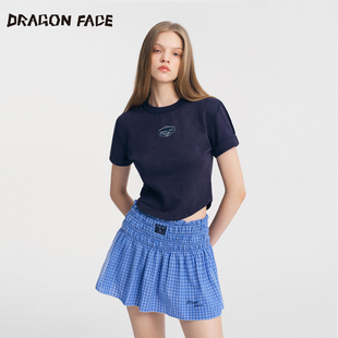 FACE DRAGONG 龙脸 抽褶格子半裙 明星同款