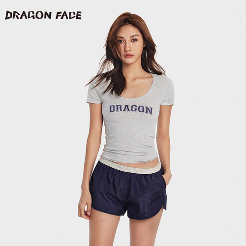 【苗苗同款】龙脸DRAGON FACE圆领短袖T恤 夏季修身棉T恤