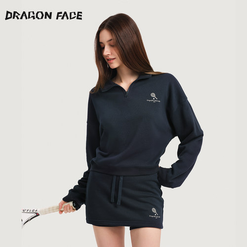 【明星同款】龙脸 DRAGONFACE 户外半拉链短身卫衣网球裙网球卫衣
