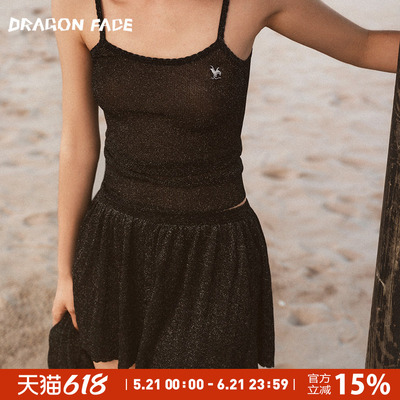 【明星同款】龙脸 DRAGON FACE 闪光桶经吊带 闪光针织短裙