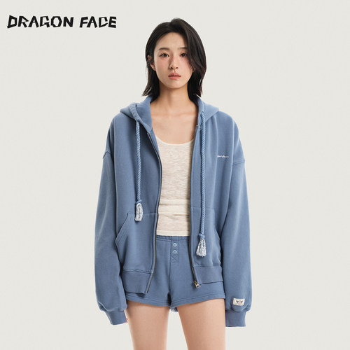 【王玉雯同款】龙脸DRAGON FACE连帽卫衣外套100%棉简约短裤