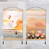 唯美油画风景装 挂画走廊房间卧室山水画入户门口壁画 饰画玄关竖版