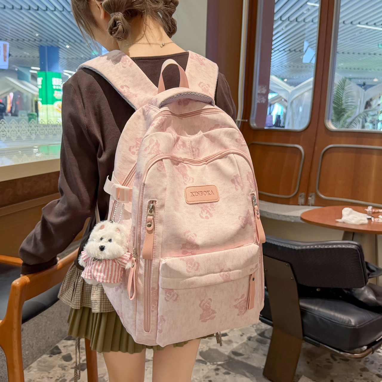 2026新款粉色女生减负双肩书包