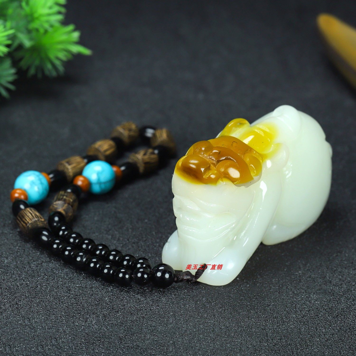 和田玉且末糖糖白玉貔貅手把件糖玉俏色鸿运当头貔貅把玩件男女款