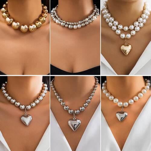 Large round bead collar collarbone chain bead necklace项链