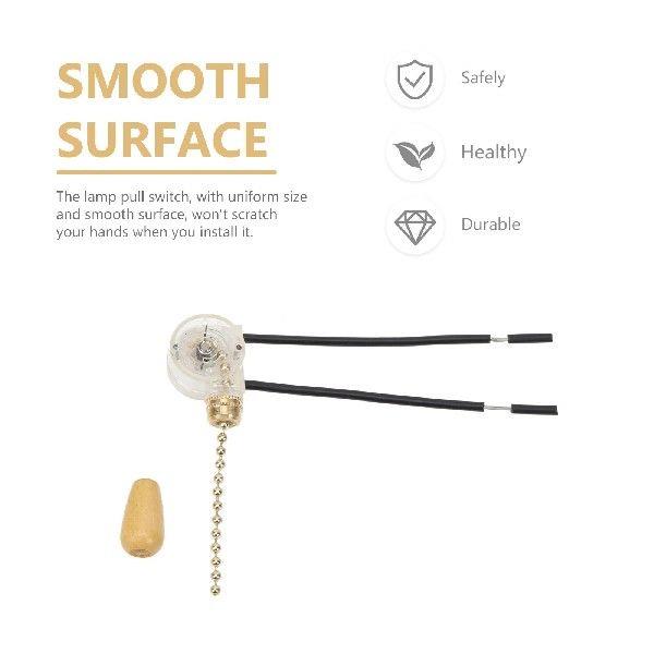 2Pcs Durable Wood And Metal Pull Switch Innovative Ceiling